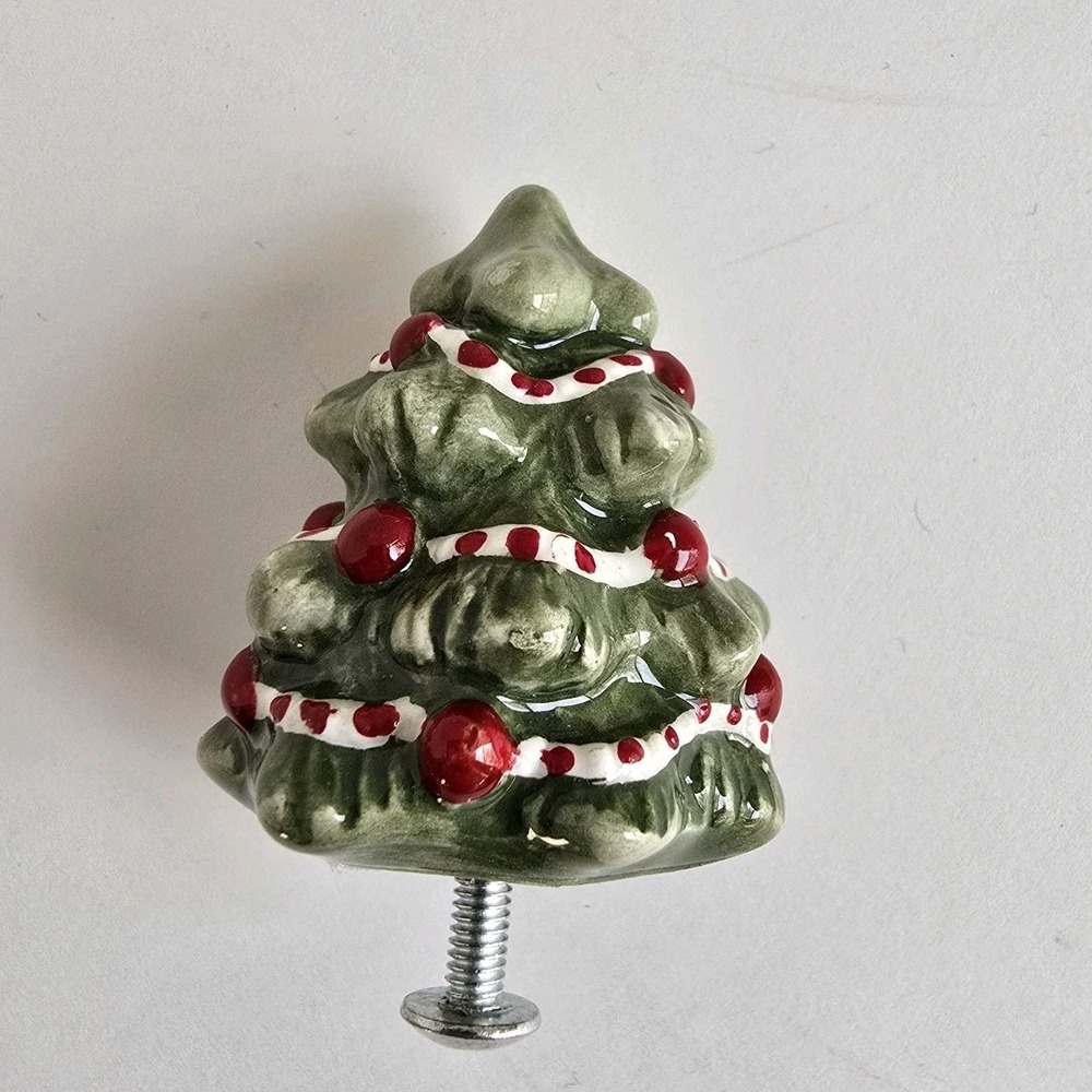 Longaberger Basket Ceramic Christmas Tree Knob Holiday for Lids‎